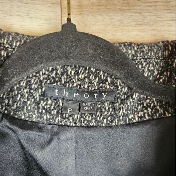 Theory Wool Silk Angora Blend Black White Coat Size P XS/S - Picture 4 of 8